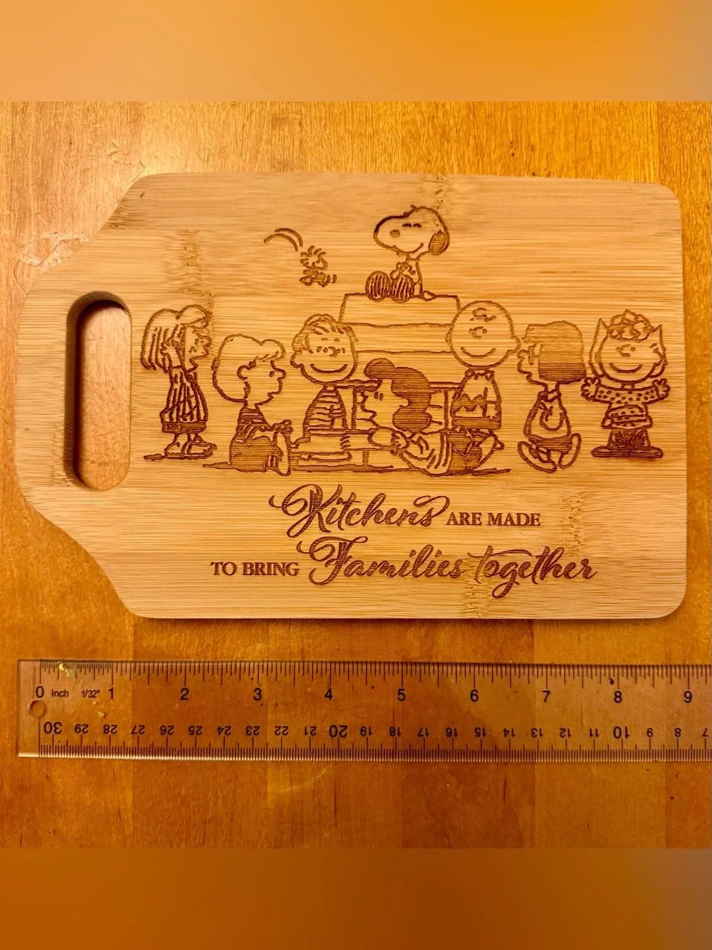 Peanuts Wood Engraved Cutting Board with Snoopy & Friends - Natural Bamboo